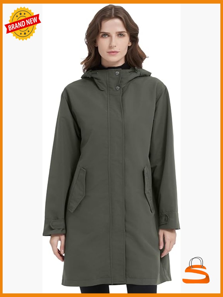 Lightweight Rain Jacket Hooded Long WaterRepellent Windbreaker